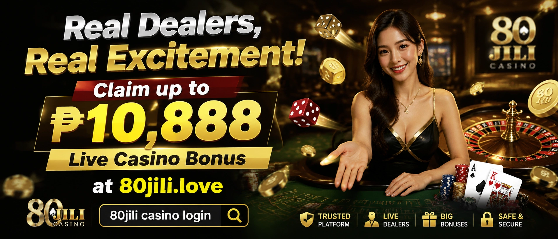 80JILI live casino banner